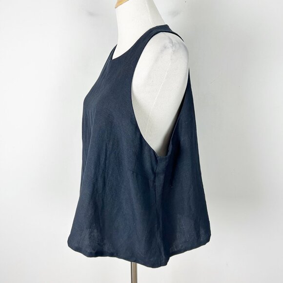 ROUCHA Navy Blue Linen Blend Tone Tank Top Swing Size D (XL) Women's - Picture 2 of 5